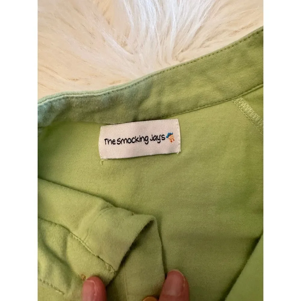 Deer applique pocket green‎ top size 5/6